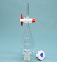 Pear Shape Separating Funnel with Graduation, PTFE Stopcock