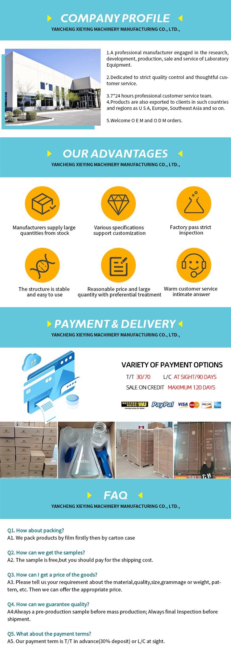 company profile shipment and FAQ